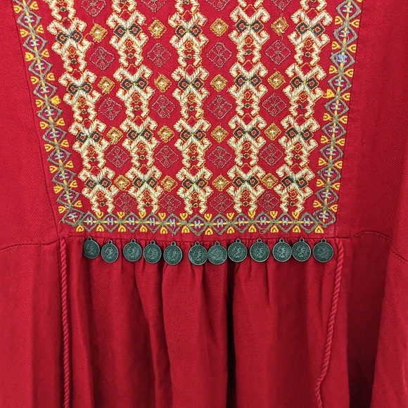 Indian cotton boho midi Dress with side knots - Picture 2 of 4